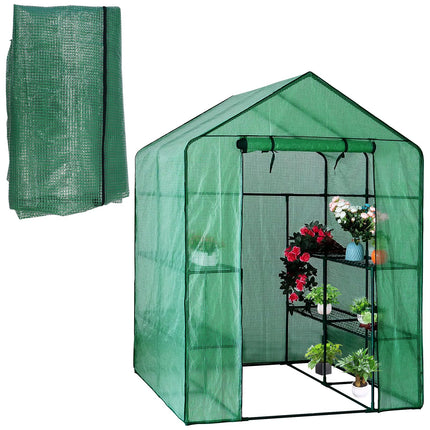 Walk-in Greenhouse Replacement Cover with Roll-Up Zipper Door, 56×56×76 inch PE Greenhouse Cover Protect Outdoor Gardening Plants from Cold Frost，Waterproof and UV Resistant(Frame Not Include)