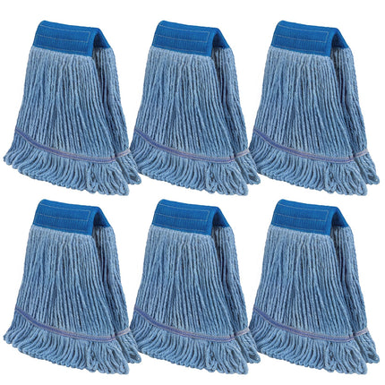 Commercial Mop Head Refills 6 Pack, Heavy Duty Cotton Loop End Mop Heads for Industrial Floor Cleaning, Super Absorbent String Mop Replacements for Restaurant, Garage, Warehouse (16oz)