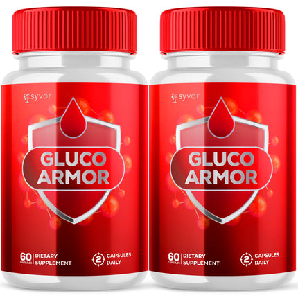 (2 Pack) Gluco Armor Capsules, Official Gluco Armor Pills with All Natural Ingredients, Advanced GlucoArmor Blood Health Support with Maximum Strength, Premium Vitamins for Women & Men (120 Capsules)