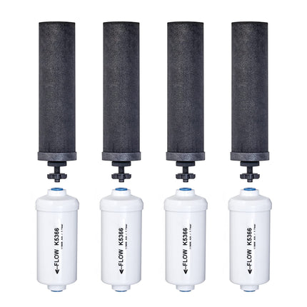 Set of 4 Berkey Authentic Black Berkey Elements (BB9-2) and 4 Berkey PF-2 Fluoride and Arsenic Reduction Elements - Combo Pack