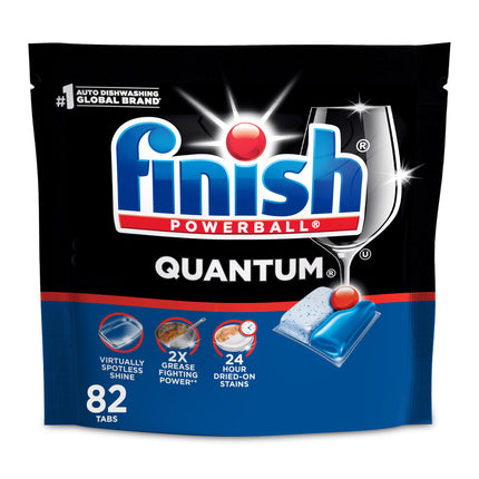 Finish Quantum Dishwasher Pods, No Pre-Rinse Dishwasher Detergent Soap Removes 24HR Dried-On Stain and Grease, Leaving a Virtually Spotless Shine, 82 Count
