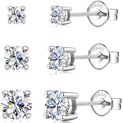 Moissanite Stud Earrings Sterling Silver Men's Earring14K White Gold Plated