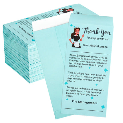 Lesnala 100Pcs Housekeeping Tip Envelopes Self Adhesive Bulk for Hotel Motel Coin Seed Money Gratuity Key Cards Saving Check 6.6 X 3.15inch