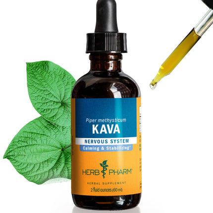 Herb Pharm Kava Root Liquid Extract: Reduces Stress, Relaxing, Vegan Kava Extract, Non-GMO Tincture for Calm & Relaxed Mind, Made with Noble Kava, Gluten-Free, Up to ~6 Week Supply, 2 oz*