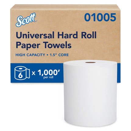 Scott Professional Hard Roll Paper Towels, Bulk, 6 Rolls x 1000' (01005)