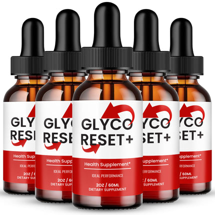 Glyco Reset Drops, Official GlycoReset Supplement with All Natural Ingredients - Maximum Strength, Advanced Formula Droppers for Overall Health & Wellness, Premium Glyco Reset Support Reviews (5 Pack)