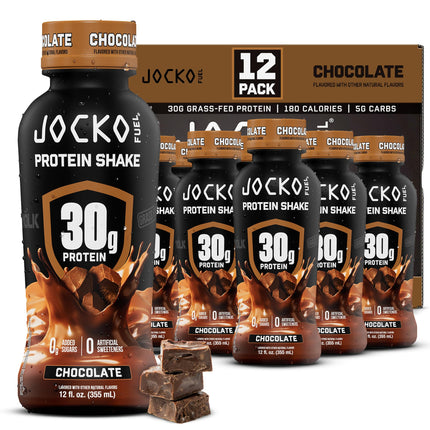 Jocko Mölk 30g Grass Fed Protein Shakes – No Added Sugar Protein Drinks KETO Friendly - Ready to Drink 12 FL Oz (Pack of 12) Chocolate