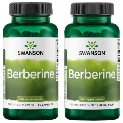 Swanson Berberine HCl Cardiovascular and Metabolic Health Supplement for Health-Conscious Adults - Non-GMO, Vegan, Gluten-Free (60 Vegan Capsules, 400 mg Each, 2 Pack)