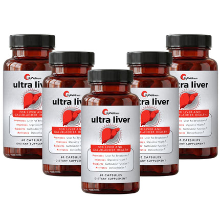 UpWellness Ultra Liver Supplement for Liver Support and Gallbladder Support - Powered by TMG, NAC Milk Thistle, and More - Liver Cleanse Detox & Repair - 60 Capsules - 5 Pack