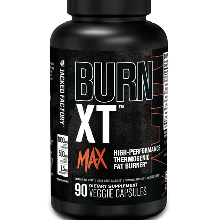 Jacked Factory Burn-XT Max - High-Performance Thermogenic Fat Burner & Appetite Suppressant for Weight Loss w/PurCaf Organic Caffeine, MitoBurn, Green Tea, Acetyl L Carnitine & More - 90 Capsules