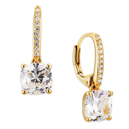 NADRI Cushion Cut CZ Leverback Earrings, 18K Gold Plated