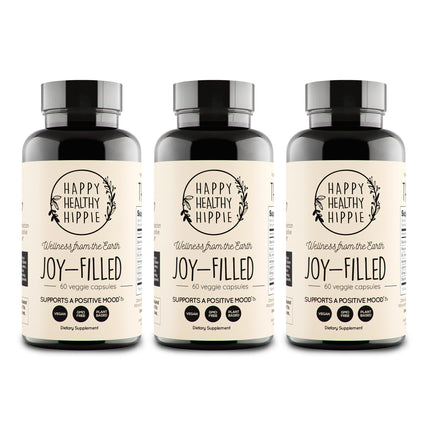 Joy-Filled Mood Support Supplement - 7 Herb Complex + St. Johns Wort (180 Ct) | Rhodiola Rosea, Eleuthero, Ashwagandha | Stress Relief – Helps Calm The Mind & Body | 100% Plant-Based Happy Pills