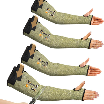 Schwer 2 Pairs CORE Arm Protection Sleeves S081, ANSI A5 Cut Resistant Sleeves with Thumbhole, Flame Resistant Welding Sleeve for Work Kitchen, Farmer Sleeve for Gardening Arm Guards