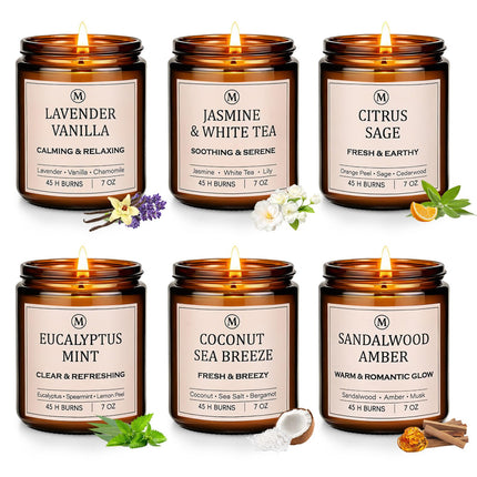 JGXLQ Scented Candles for Home, 6-Pack Soy Candle Gift Set, Up to 300 Hours