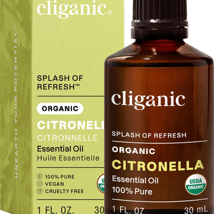 Cliganic Organic Citronella Essential Oil - 100% Pure Natural for Aromatherapy Diffuser | Non-GMO Verified