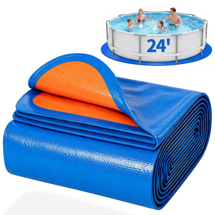 24FT Round Pool Liner Pad for Above Ground Pools, 180 GSM Heavy-Duty Puncture Resistant Under Mat, Underlayment Outdoor Tarp Protector for Lawn Concrete, Pool Floor Base Pad, Extends Liner Life