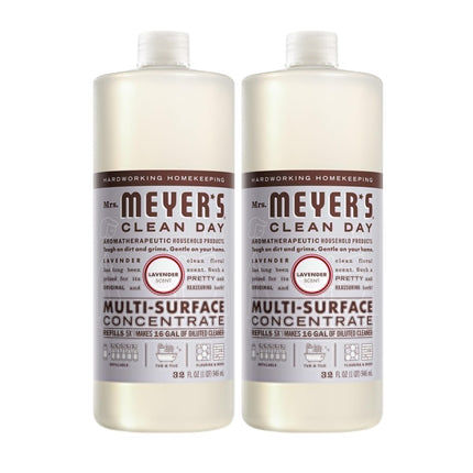MRS. MEYER'S CLEAN DAY Multi-Surface Everyday Concentrate, Lavender Scent, 32 Fl Oz Bottle - 2 Pack