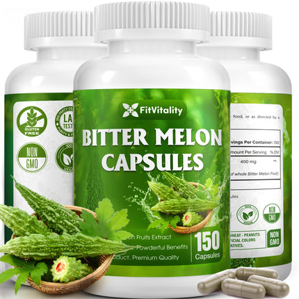 Bitter Melon Capsules | 150 Vegan Capsules | 150 Days Supply | Bitter Melon Fruit 25:1 Extract | 100% Pure & Natural | Gluten-Free Supplement | Ultimate Concentrated