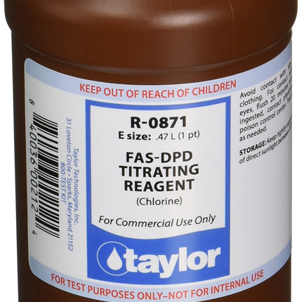 Taylor Technologies R-0871-E FAS-DPD Titrating Reagent, 16 oz, Liquid