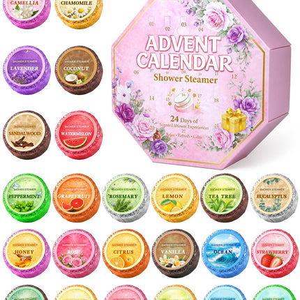 Shower Steamers Advent Calendar 2026 for Relaxation, 24 Spa Gifts for Women