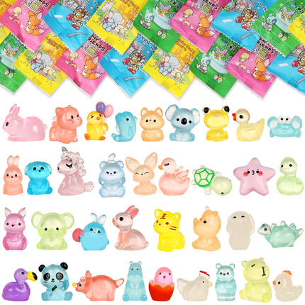 EKisemio 120 Pcs Mystery Bags Mini Resin Animals Glow in the Dark, Blind Bags Luminous Animals Figures Variety Pack for Dollhouse Accessories Fairy Garden Surprise Collectible Figurines Desk Pets