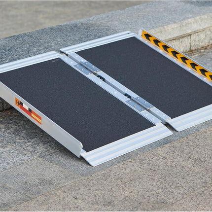 FACHNUO 2 Feet Portable Wheelchair Ramp, Non-Skid Aluminum Handicap Ramps with Handle, Folding Threshold Wheel Chair Ramp for Home Steps, Stairs, Entry, Threshold, Doorways, Scooter, 800LBS Capacity