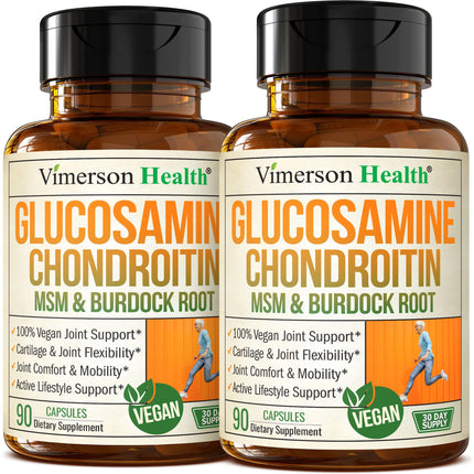 Glucosamine Chondroitin MSM – Joint Support Supplement for Women and Men with Glucosamine Sulfate 1500 mg, Chondroitin and MSM – for Cartilage, Joint Health and Flexibility – 2 Pack, Vegan
