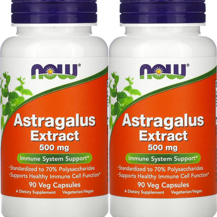 NOW Foods Astragalus 70% Extractract 500mg, Veg-Capsules, 90-Count (Pack of 2)