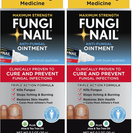 Fungi Nail Anti-Fungal Ointment 0.7 Fl Oz,Kills Fungus that Can Lead To Athlete's Foot with Tolnaftate,Toe Nail Fungus Treatments,Clinically Proven to Cure Infections,Natural Color,(Pack of 2)
