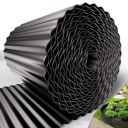 40FT x 8IN Flexible Corrugated Metal Garden Edging Roll, Rust Resistant Galvanized Steel Landscape Border, Flexible Lawn Edging for Flower Beds, Pathways & Outdoor Landscaping