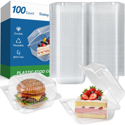 Dealusy 90 Pack Extra Heavy Duty Clear Slice Cake Carriers