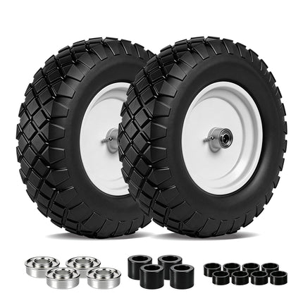 TPXQWL 16" 4.80/4.00-8 Flat Free Wheelbarrow Tire & Wheel, 2-Pack