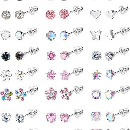 YADOCA 24Pairs Hypoallergenic Earrings for Girls Women Flat Back Earring