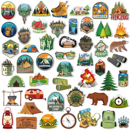 Cunno 100 Pcs Camping Pins Funny Outdoors Camp Adventure Brooch Pins Lapel Pin for Camping Adventure Birthday Party Decorations Gift Hat Jacket Clothes Backpacks Decor Accessories