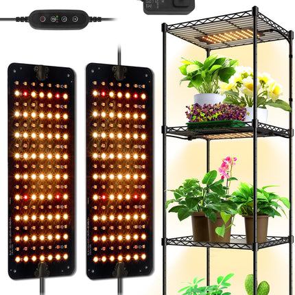 Barrina Grow Lights for Indoor Plants, 20W (2 x 10W) Full Spectrum Ultra-Thin Grow Light Panel with 3/6/12H Auto On/Off Timer for Hydroponics, Seedlings, Succulents, Veg, Flowers & More, 2-Pack