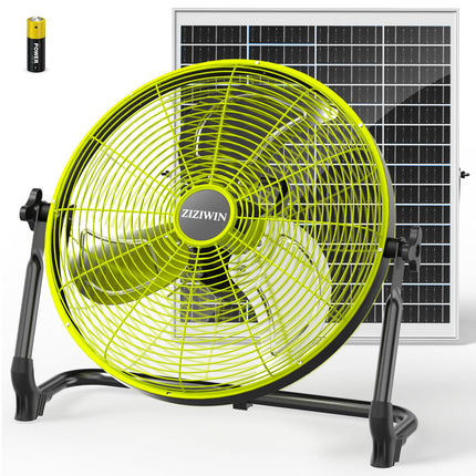 ZIZIWIN 18" Solar Fan, 35W Solar Powered Cordless Greenhouse Fan with Rechargeable Battrey, Portable, 360° Tilt, 8~60H Runtime, for Outdoor Camping Gazebo Chicken Coop Patio Travel Shed Barn
