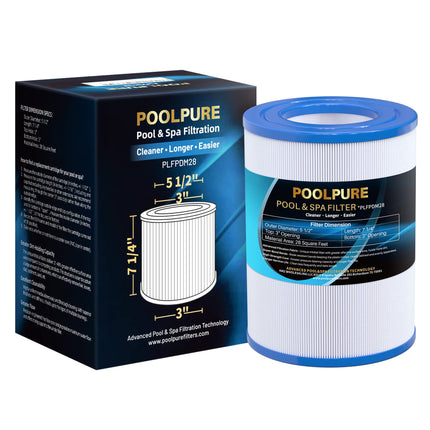 POOLPURE PDM28 Spa Filter Replaces 461273, FC-9944, SD-01392, AquaRest Dream Maker Hot Tub Filter, 28 sq. ft. 1Pack