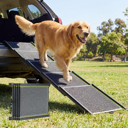 Veehoo Telescoping Dog Ramp for Car Truck SUV, 71" Long 20" Wide Lightweight Aluminium Pet Ramps with Non Slip Surface for Large Dogs, Portable Compact Outdoor Ramp for Dog to Get in Car, Up to 110lbs