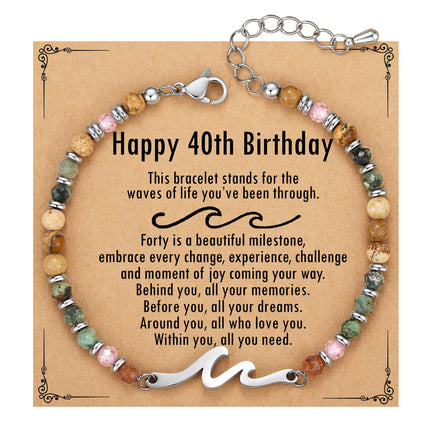 40th Birthday Gifts Women, 40th Birthday Decorations Wave Bracelet