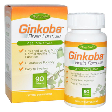 Body Gold Ginkoba Brain Formula 90 Tablets Per Bottle (4 Pack)