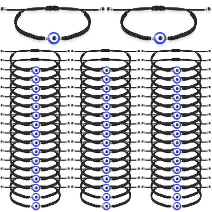 Sasylvia 50 Pcs Evil Eye Bracelets Bulk Mal De Ojo Bracelets,Black
