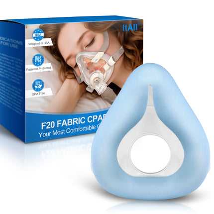 Replacement F20-Style Fabric Mask (Large) - No Silicone Contact, CPAP Full Face Cushion Wrapped by Cooling Fabric for Airfit F20 & Airtouch F20, No Stuffiness Even in Hot Weather (Blue-L)