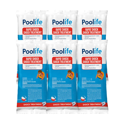 Poolife Rapid Shock for Pool’s Algae, Bacteria, Contaminant Removal - Fast-Dissolving, CYA-Free Calcium Hypochlorite Pool Shock for Clean Water - Chlorine Granules for Above/Inground Pools - 1lbx6 Bag