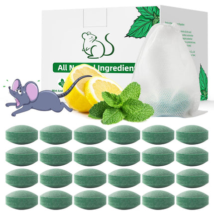 Pest Rodent Repellent, 24 Pack Peppermint Oil Repellent for Mouse Rats Spider Roach Ant Squirrel Pest Control Indoor & Outdoor, Natural Mice Deterrent Replace Trap Poisoning Family & Pet Safe Green