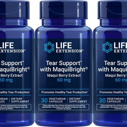 Life Extension Tear Support with MaquiBright 60 mg, 30 Vegetarian Capsules (Pack of 3)