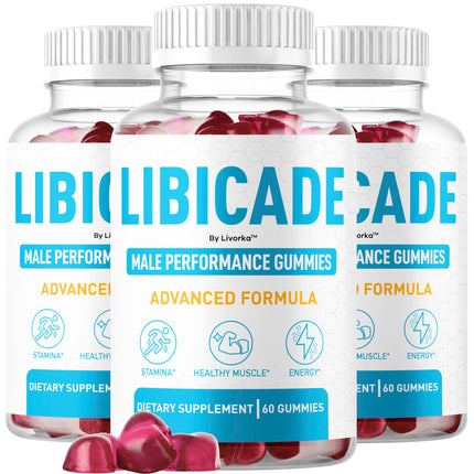 (3 Pack) Libicade Gummies - Official Libicade Premium Supplement Gummy for Men - Maximum Strength, All Natural Drive Advanced Formula Daily Support Overall Health & Wellness, 180 Gummies for 3 Months