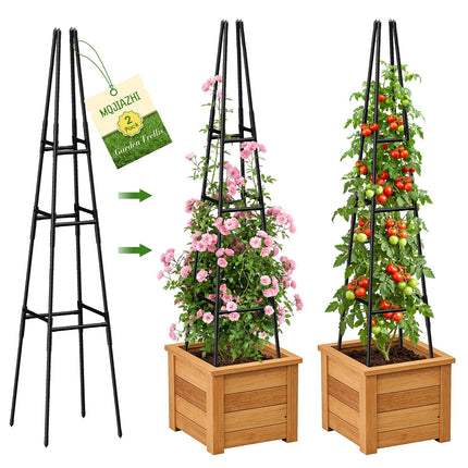 MQJIAZHI Garden Obelisk Trellis for Climbing Plants Outdoor, 63 Inch Height Adjustable Gardening Trellis, Steel Plastic Coated Plant Support for Indoor & Outdoor Multiple Climbing Plants(2PCS)
