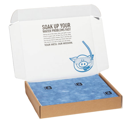 PIG Water Absorbent Mat | Reusable | 10 Pack | 15" W x 19" L | Blue and Black | PM50479