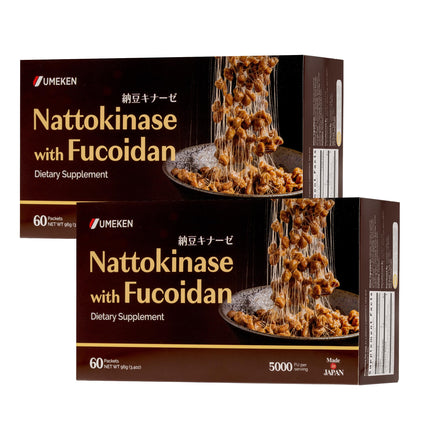 Umeken Nattokinase Plus Fucoidan, Nattokinase Supplement, 5000FU Natto, Odor Free, Easy to Take, Okinawan Fucoidan, Japanese Supplement, 60 Counts Pack of 2