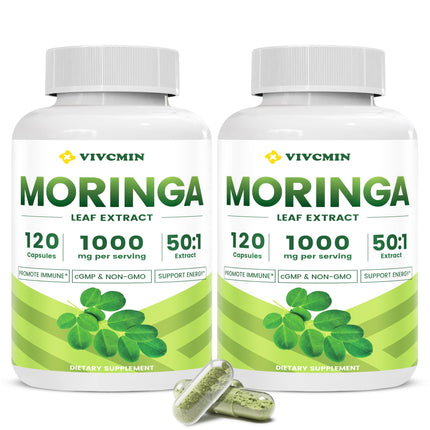 vivcmin 240 Moringa Capsules - Moringa Oleifera Leaf | Moringa Supplement for Energy & Immune Support - 8 Month Supply